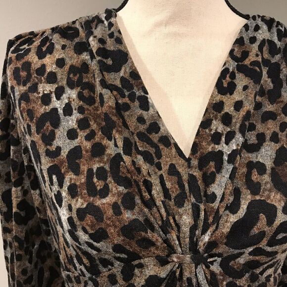 Animal print V-neck long sleeve top - Picture 2 of 8